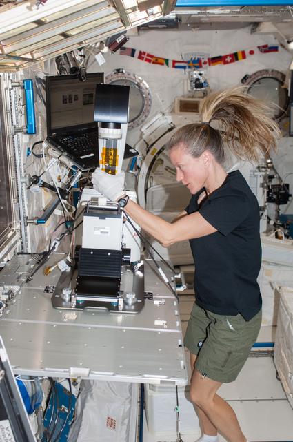 NASA image: Nyberg in JEM (Kibo) with MSPR fluorescence microscope.