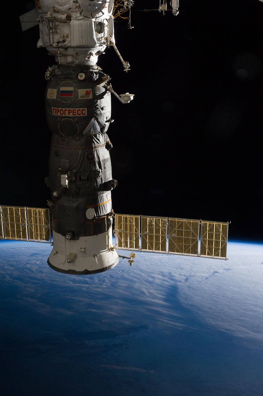 Earth observation taken during day pass by an Expedition 36 crew member on board the International Space Station (ISS).    Per Twitter message: Russian Progress vehicle- packed full of trash, closed up & ready to undock from #ISS in just over an hr at GMT 20:44.