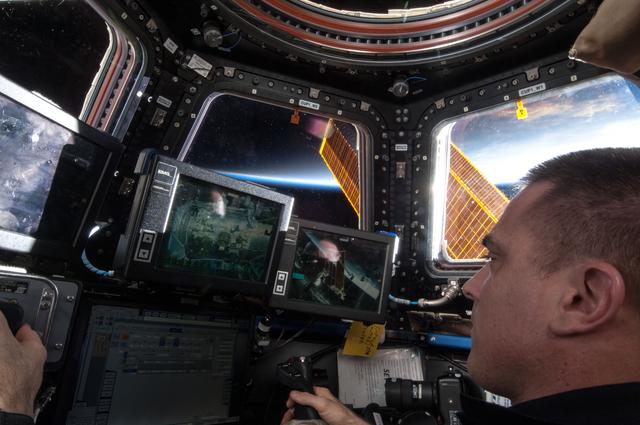 Cassidy at Robotics workstation in Cupola