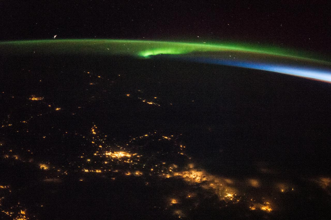 Earth observation taken during a night pass by an Expedition 36 crew member on board the International Space Station (ISS). Per Twitter message: Was not expecting this as we flew over the NE US this morning!