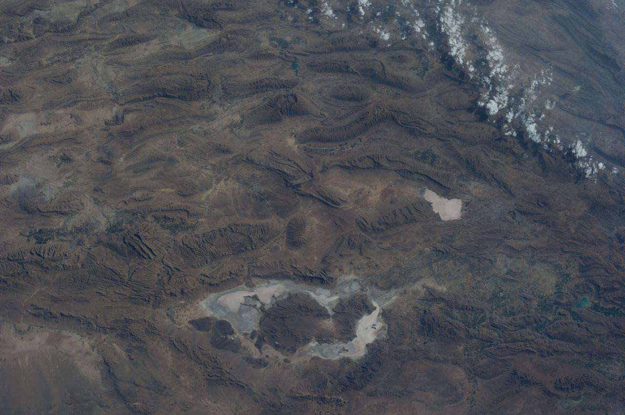 Earth observation taken during a day pass by an Expedition 36 crew member on board the International Space Station (ISS). Per Twitter message: Tashk and Bakhtegan Lakes, Iran.