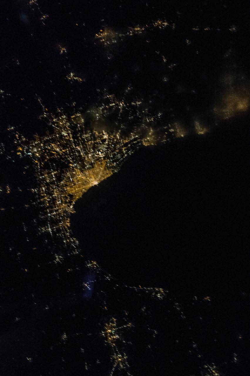 ISS037-E-006132 (5 Oct. 2013) --- One of the Expedition 37 crew members aboard the International Space Station recorded this nearly vertical night image  featuring the southwest coast of Lake Michigan, including the greater metropolitan area of Chicago, IL, on Oct. 5, 2013.