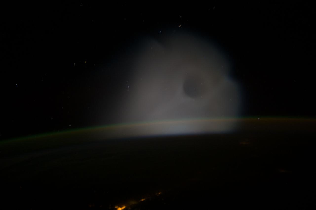 ISS037-E-009296 (10 Oct. 2013) --- This is one of a series of views that captured a missile launch from Earth as seen on Oct. 10, 2013 by the Expedition 37 crew aboard the International Space Station.