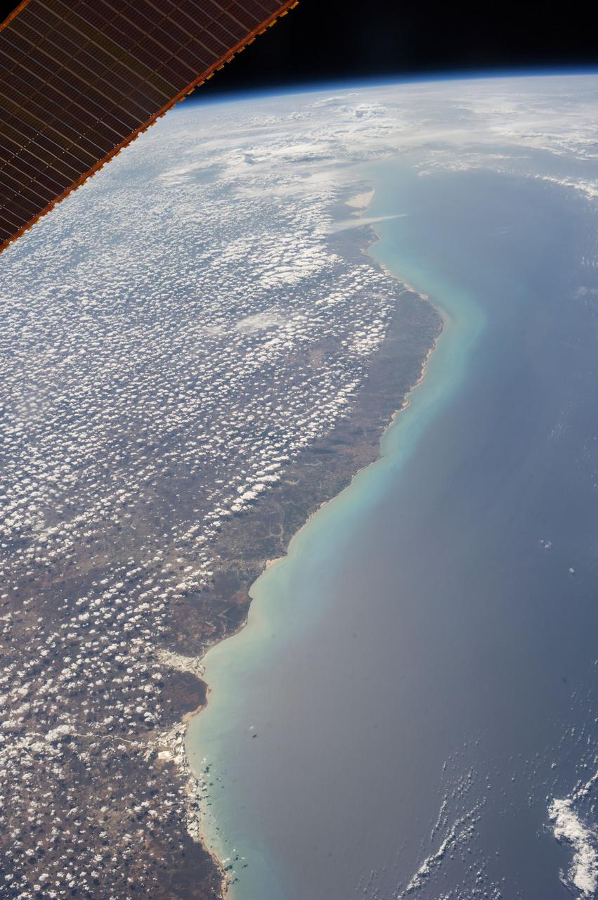 Earth observation taken during a day pass by the Expedition 37 crew.  Per Twitter messsage: Northeast coast of Brazil.