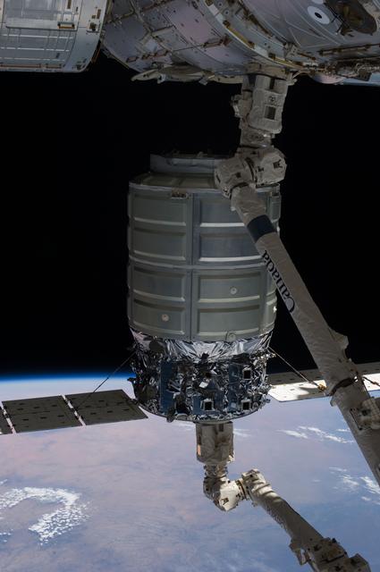 NASA image: Cygnus release by Canadarm2.