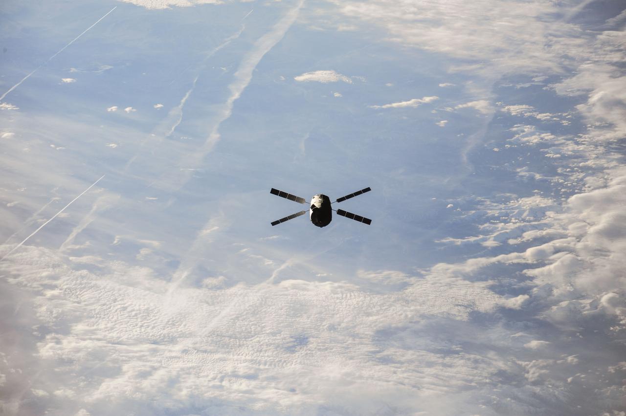 ISS037-E-021218 (28 Oct. 2013) --- The European Space Agency’s fourth Automated Transfer Vehicle (ATV-4), also known as the “Albert Einstein,” begins its relative separation from the International Space Station during the Expedition 37 mission. The ATV-4 undocked from the aft port of the Zvezda Service Module at 4:55 a.m. (EDT) Oct. 28, 2013. The ATV, filled with trash and unneeded items, is scheduled to be sent into Earth’s atmosphere for a planned destructive re-entry over an uninhabited area of the south Pacific Ocean on Nov. 2.