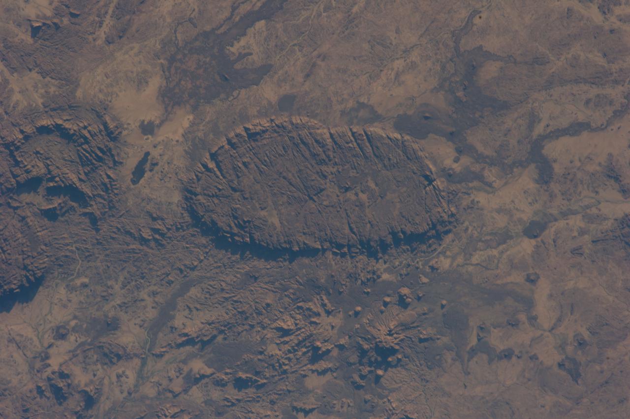 ISS037-E-026753 (4 Nov. 2013) --- One of the Expedition 37 crew members aboard the International Space Station photograph this vertical view of mountainous terrain in Niger,  a landlocked country in Africa surrounded by seven other nations.