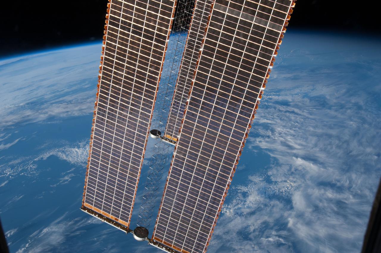 Earth Observations taken by Expedition 38 crewmember. Solar Array is visible.