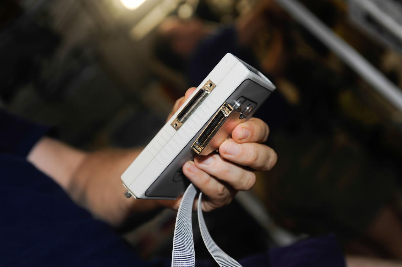 iss038e003689 (11/19/2013) --- A close-up view of the Motocard hardware. The Mechanisms of Sensory-Motor Coordination in Weightlessness (Motocard) investigation is carried out on the treadmill and involves locomotion in various modes of running and walking during various modes of operation of the treadmill. During the test, electromyography of the thigh and calf muscles, support structure response, heart rate, and treadmill load parameters (actual speed, time elapsed, distance, integrated indicators for support structure response) are recorded.