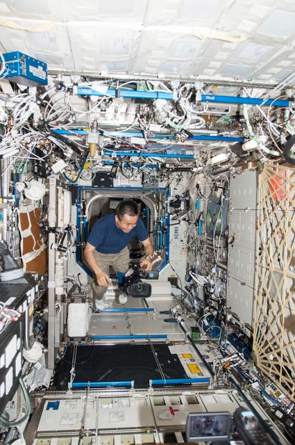 NASA image: Wakata works with video camera