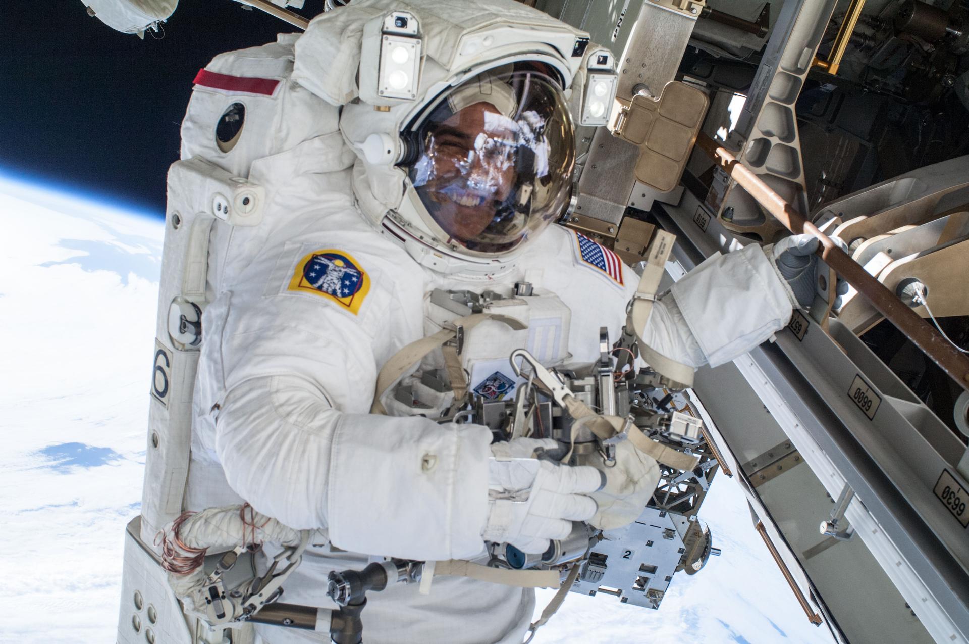 Astronaut during spacewalk (EVA) at the ISS. Credit: NASA