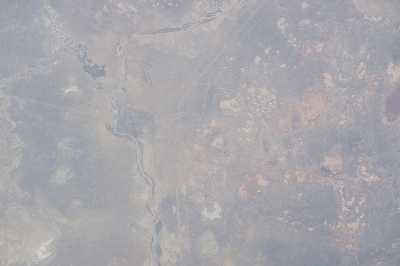 Earth observation taken by the Expedition 39 crew aboard the ISS. Image was released by astronaut on Twitter and downlinked in folder: Baikonur [Kazakhstan], Azerbaijan, Caspian Sea, etc.