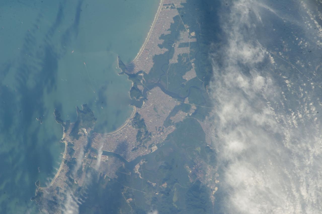 Earth Observation taken during a day pass by the Expedition 40 crew aboard the International Space Station (ISS). Folder lists this as: CEO - Arena de Sao Paolo. Santos, Brazil possibly visible.