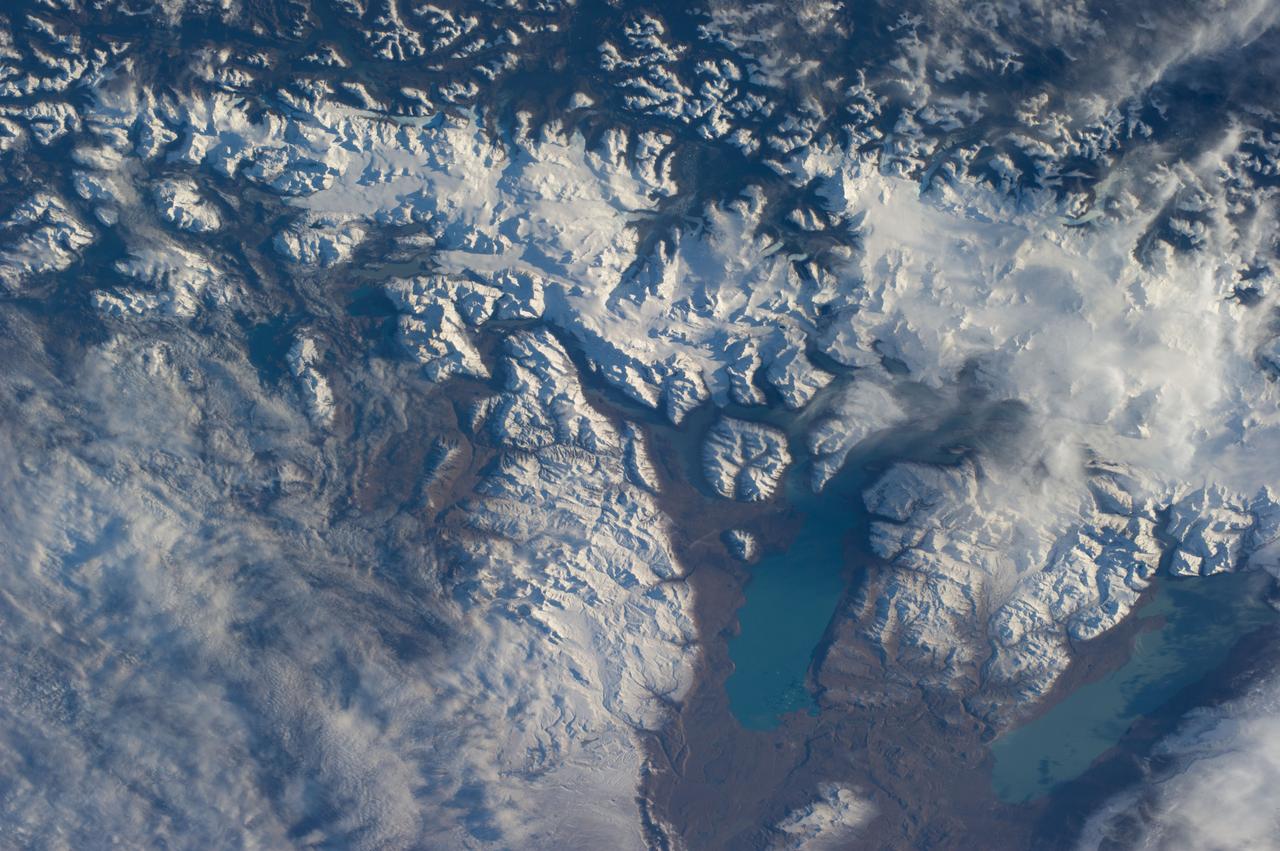 ISS040-E-006219 (1 June 2014) --- One of the Expedition 40 crew members aboard the International Space Station on June 1, 2014, photographed a series of images of the glacial lakes of Patagonia, a region located at the southern end of South America, shared by Argentina and Chile.