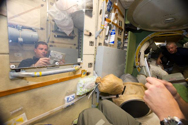 NASA image: Wiseman and Swanson in Russian segment