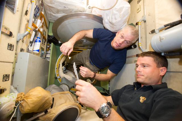 NASA image: Wiseman and Swanson in Russian segment