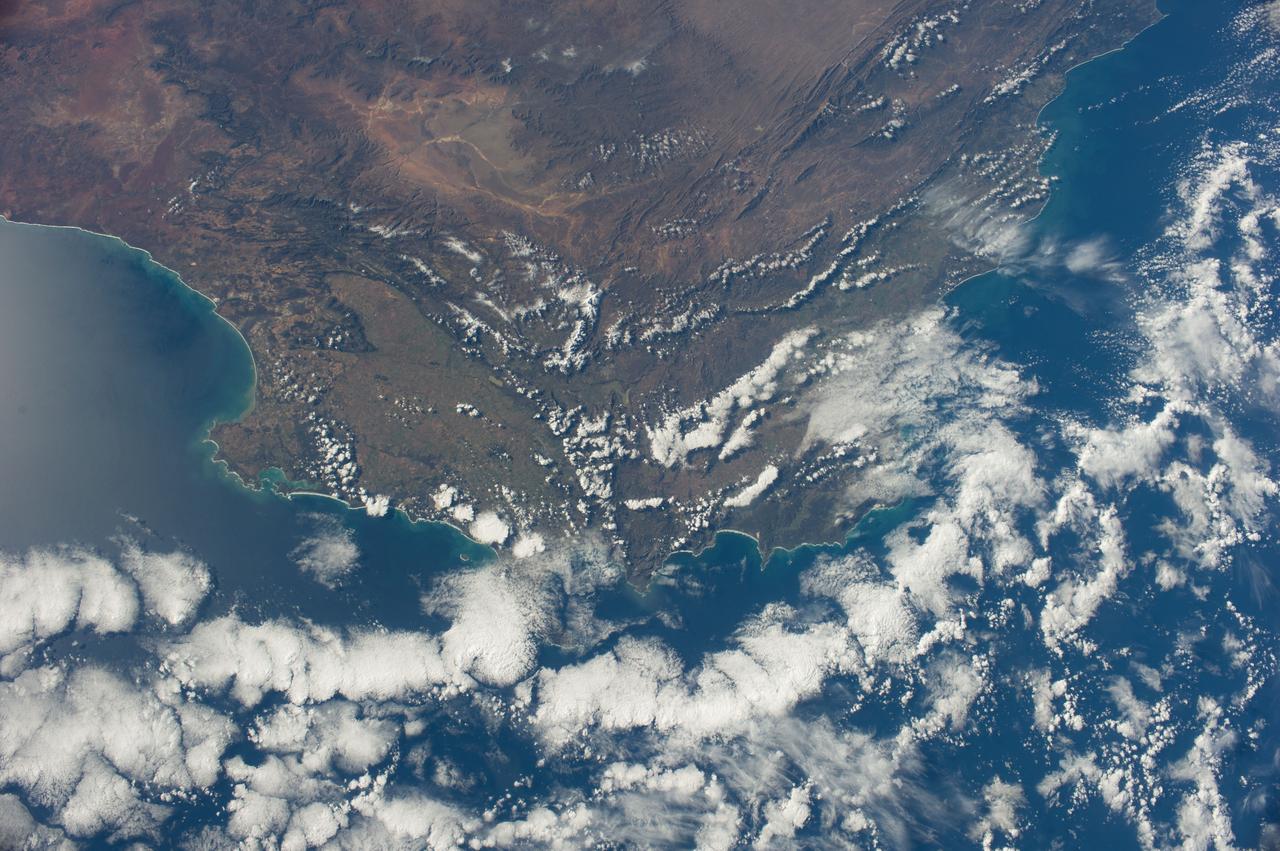 Earth Observation taken during a day pass by the Expedition 40 crew aboard the International Space Station (ISS). Folder lists this as: EOS South Africa Cape Town JoBurg Vredefort Crater.