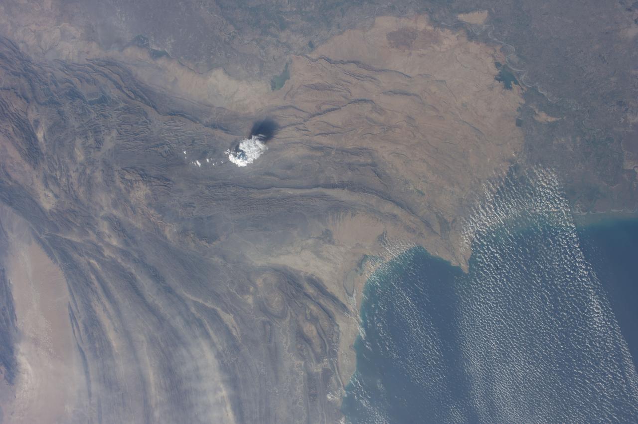 Earth observation taken during a day pass by the Expedition 40 crew aboard the International Space Station. File identifies it as: Straits of Hormuz through Pakistan into India.