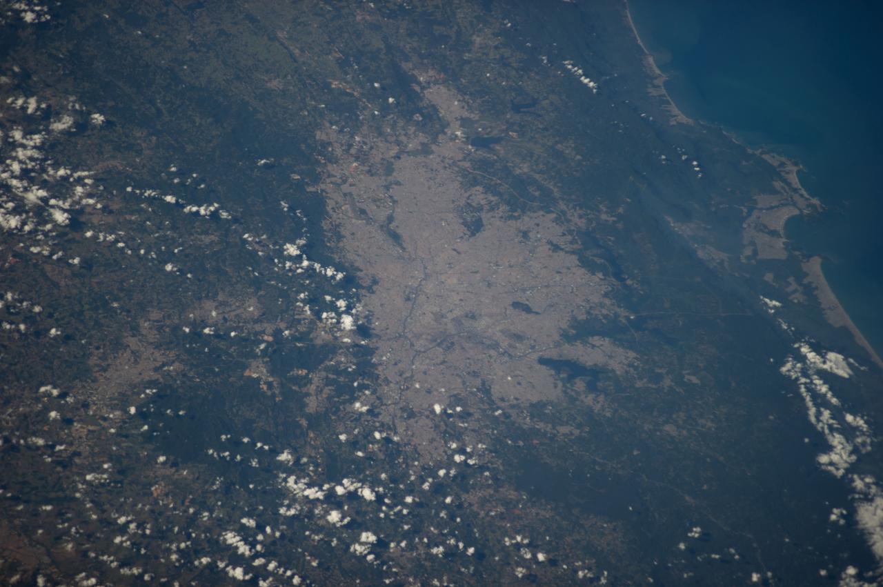 ISS040-E-010803 (12 June 2014) --- One of the Expedition 40 crew members aboard the International Space Station photographed this image featuring Sao Paulo, one of the host cities in Brazil for the 2014 World Cup.  A 200mm focal length was used to record the photograph on June 12.