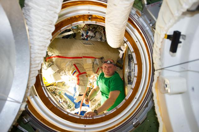 NASA image: Russian ORLAN space suits ready for EVA 69