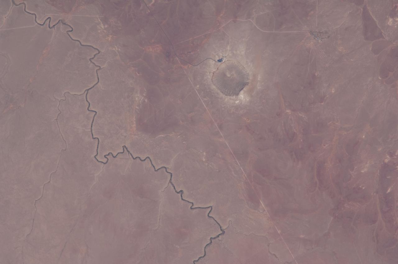 Earth Observation taken during a day pass by the Expedition 40 crew aboard the International Space Station (ISS).  Folder lists this as: EOS Barringer Meteor Crater.