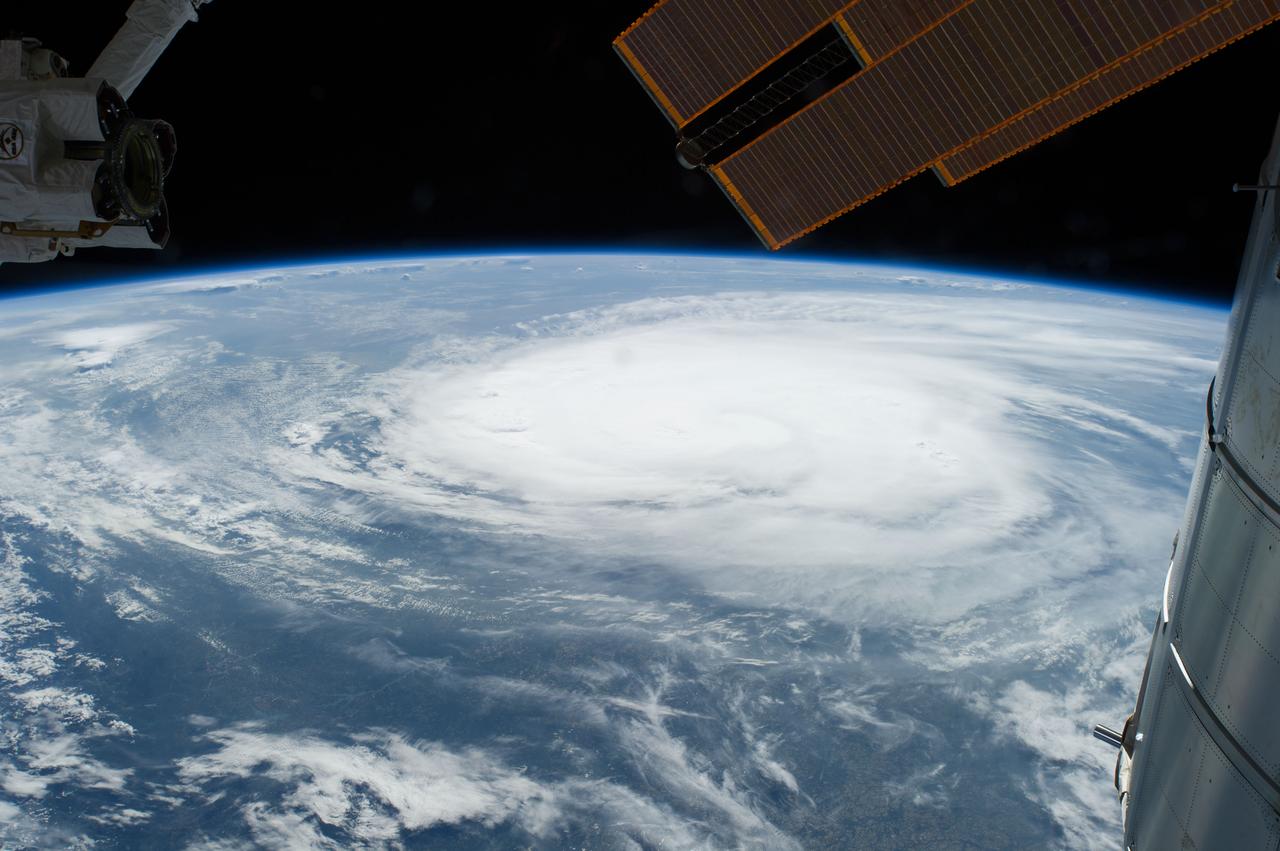 View of Hurricane Arthur taken during a day pass by the Expedition 40 crew aboard the International Space Station (ISS).