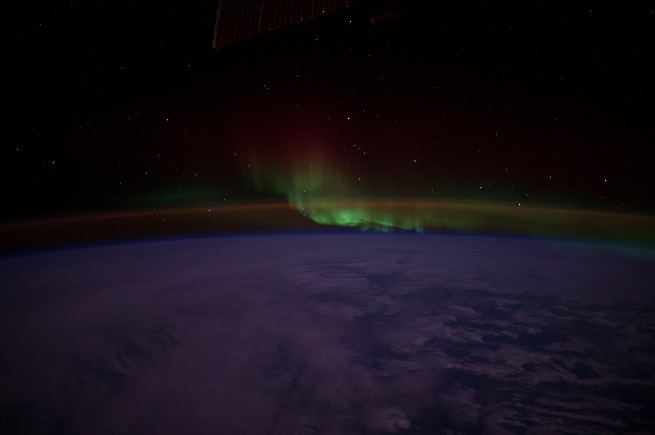 ISS040-E-050780 (7 July 2014) --- One of the Expedition 40 crew members aboard the International Space Station, flying 226 nautical miles above the Indian Ocean, south of Australia, recorded this image of Aurora Australis or the Southern Lights on July 7, 2014.