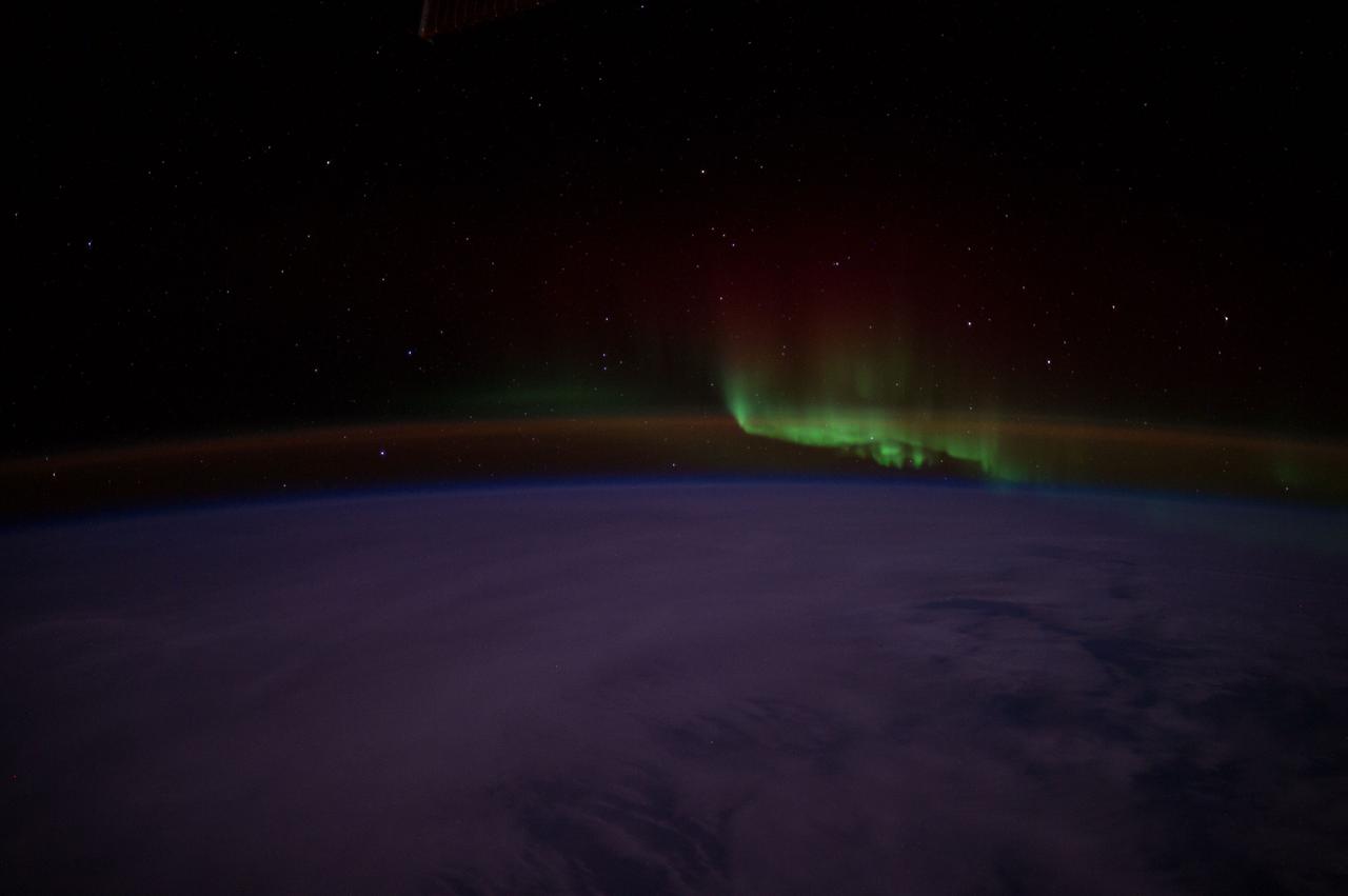 ISS040-E-050825 (7 July 2014) --- One of the Expedition 40 crew members aboard the International Space Station, flying 226 nautical miles above the Indian Ocean, south of Australia, recorded this image of Aurora Australis or the Southern Lights on July 7, 2014.