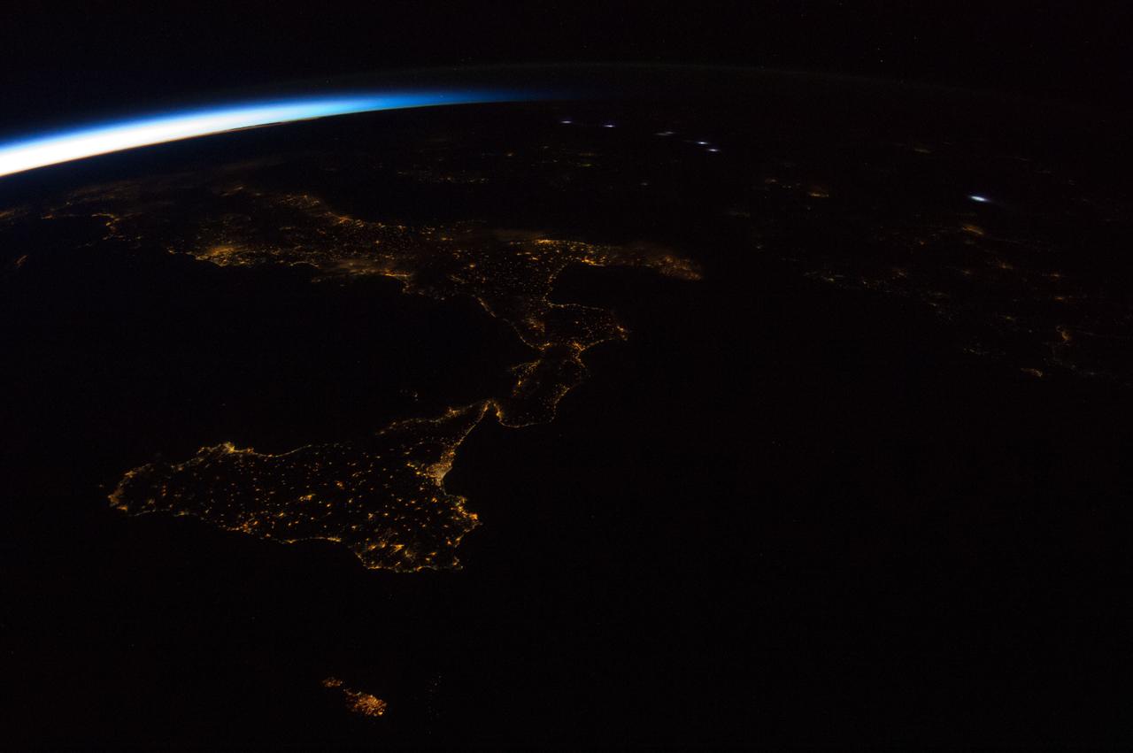 Earth observation taken during a night pass by the Expedition 40 crew aboard the International Space Station (ISS). Folder lists this as: TL Europe Night w dark field.