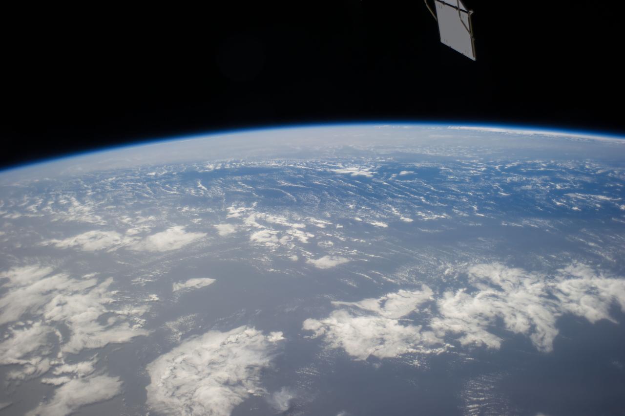 Earth Observation taken during a day pass by the Expedition 40 crew aboard the International Space Station (ISS). Folder lists this as: Sahara Sand over the Atlantic.