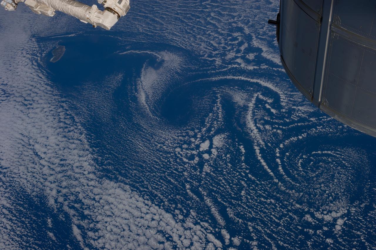 Earth Observation taken during a day pass by the Expedition 40 crew aboard the International Space Station (ISS). Folder lists this as: Sahara dust storm over Atlantic.