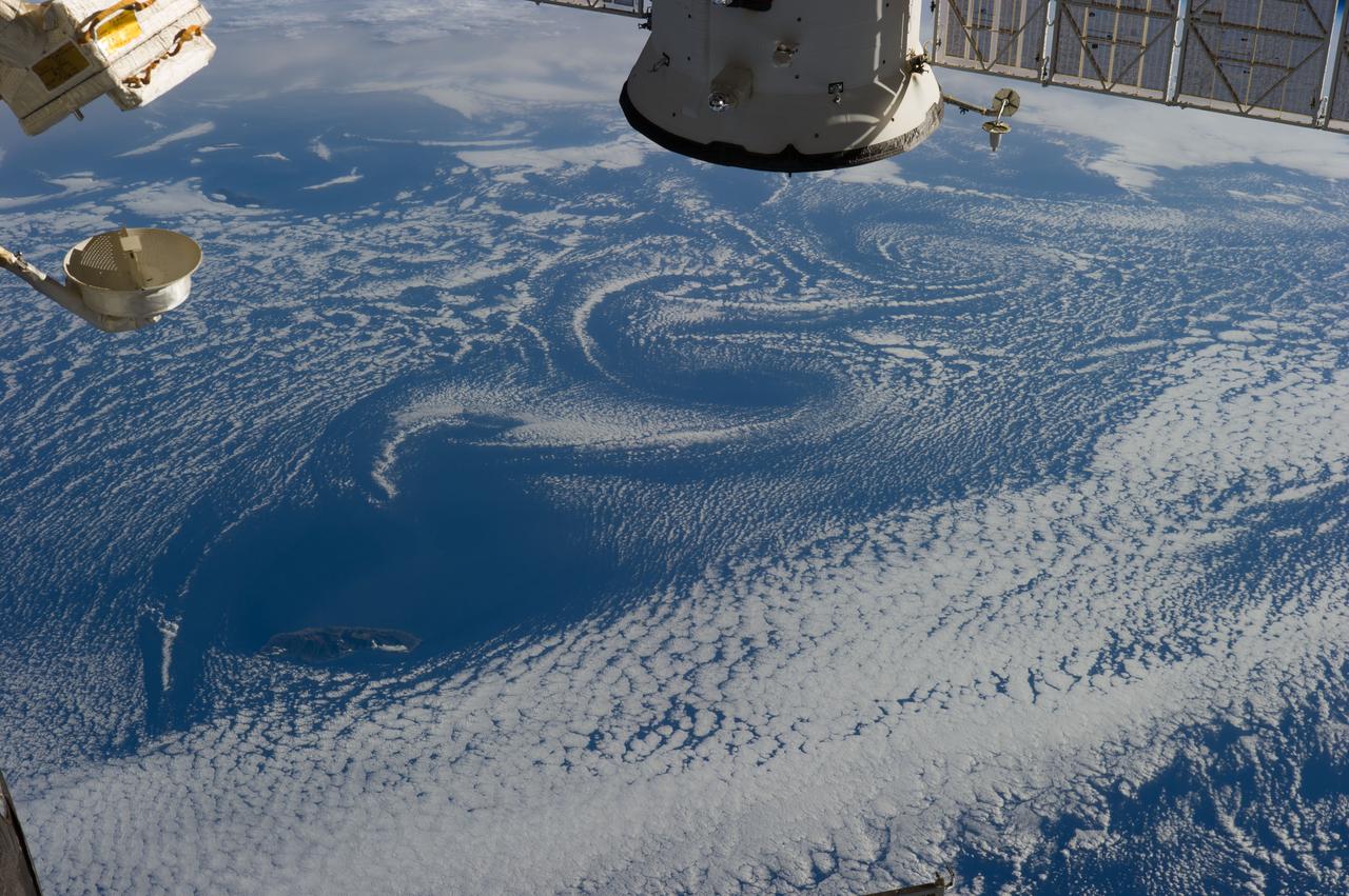 Earth Observation taken during a day pass by the Expedition 40 crew aboard the International Space Station (ISS). Folder lists this as: Sahara dust storm over Atlantic.