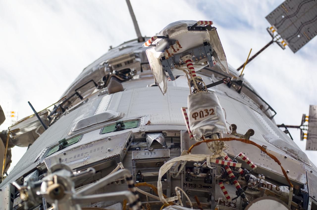 ISS041-E-000033 (10 Sept. 2014) --- A section of the Russian segment of the International Space Station is photographed by an Expedition 41 crew member aboard the space station.