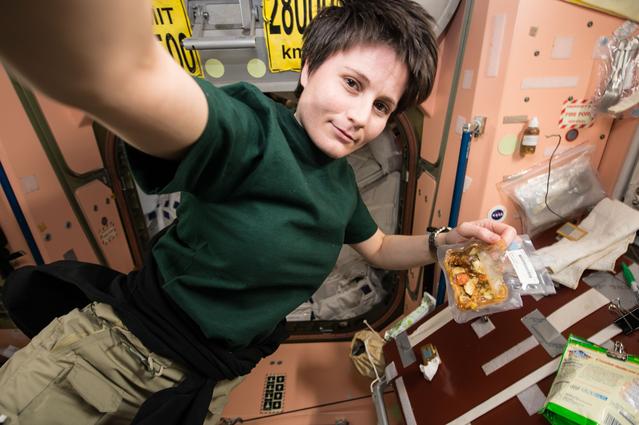 NASA image: Cristoforetti in Node 1 during meal time
