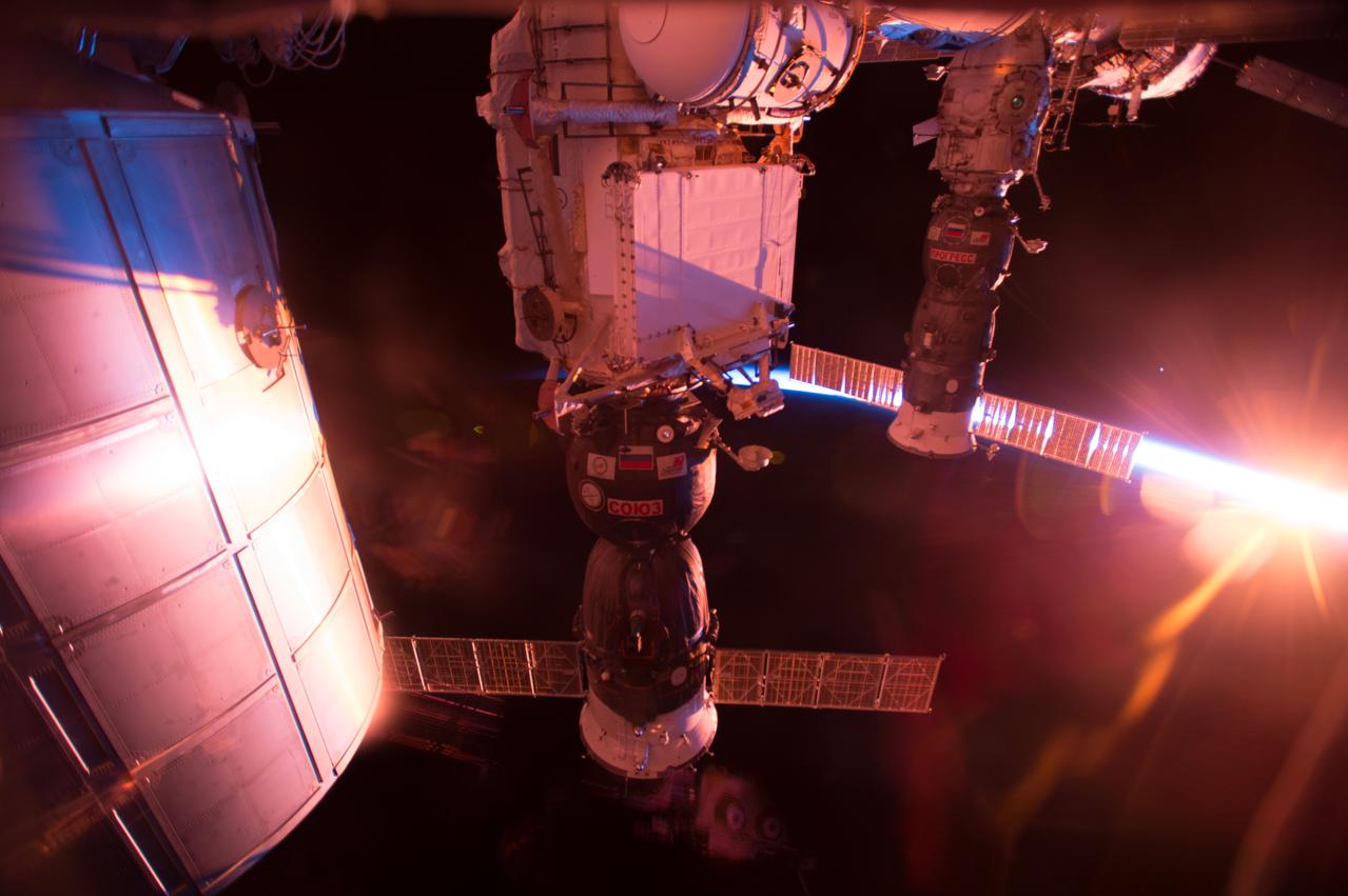 ISS042E036158 (12/14/2014) --- Sunrise on the International Space Station is a constantly changing play of light from Earth and our nearest Star. This image was captured  Dec. 14, 2014.