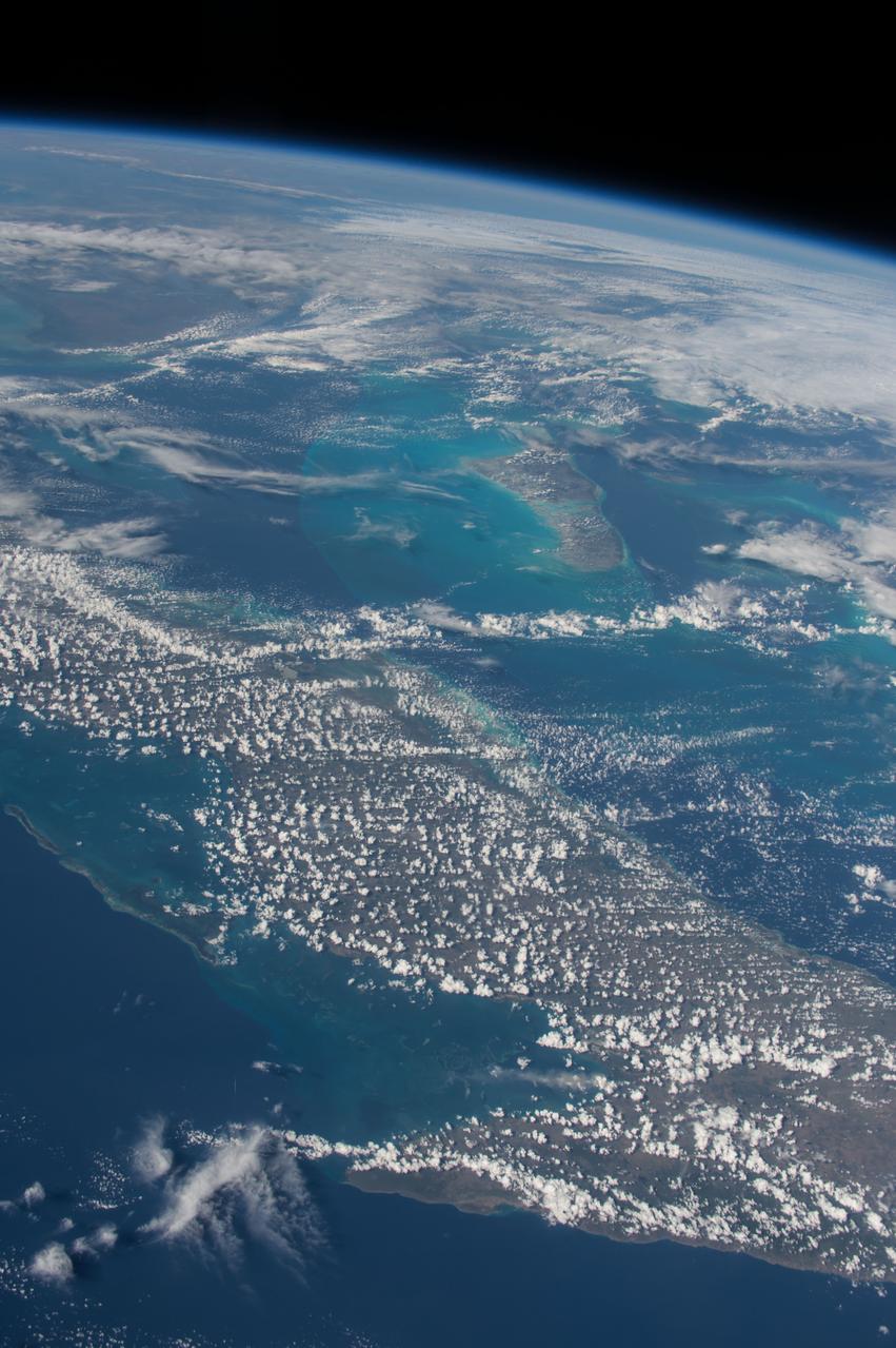 ISS042E135486 (01/10/2015) --- Just another sunny day in the Caribbean sea as viewed by astronauts aboard the International Space Station. This image was tweeted out by NASA astronaut Terry Virts as he captured the Earth observation of #Cuba and #Bahamas on Jan. 10, 2015.