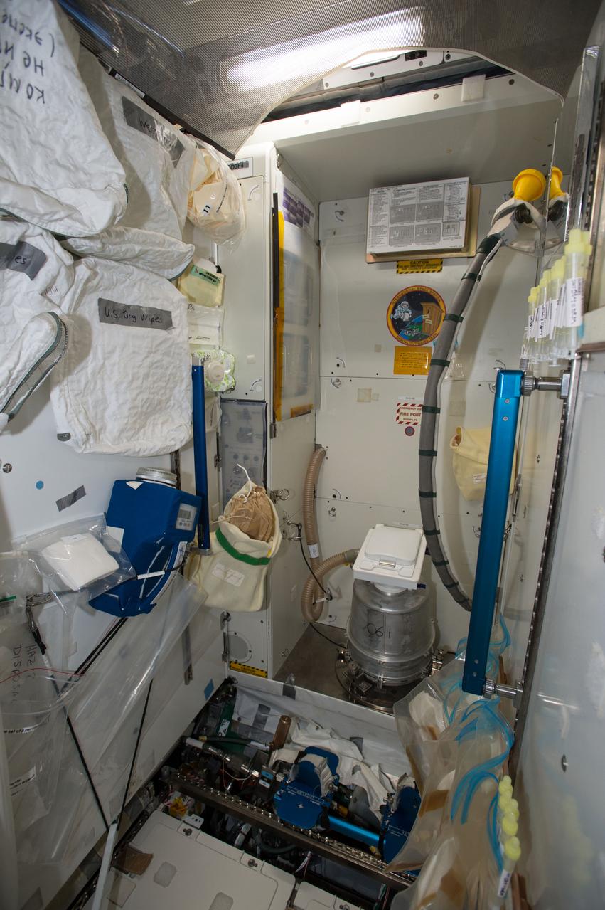 iss042e296534 (3/4/2015) --- Photographic documentation taken prior to collection of surface and air samples using various devices in multiple locations to characterize the types of microbial populations on the International Space Station (ISS) for the Microbial Observatory-1 payload. The Microbial Payload Tracking Series (Microbial Observatory-1) investigation monitors the types of microbes present on ISS over a one-year period. Samples are returned to Earth for further study, enabling scientists to understand the diversity of the microbial flora on the ISS and how it changes over time.