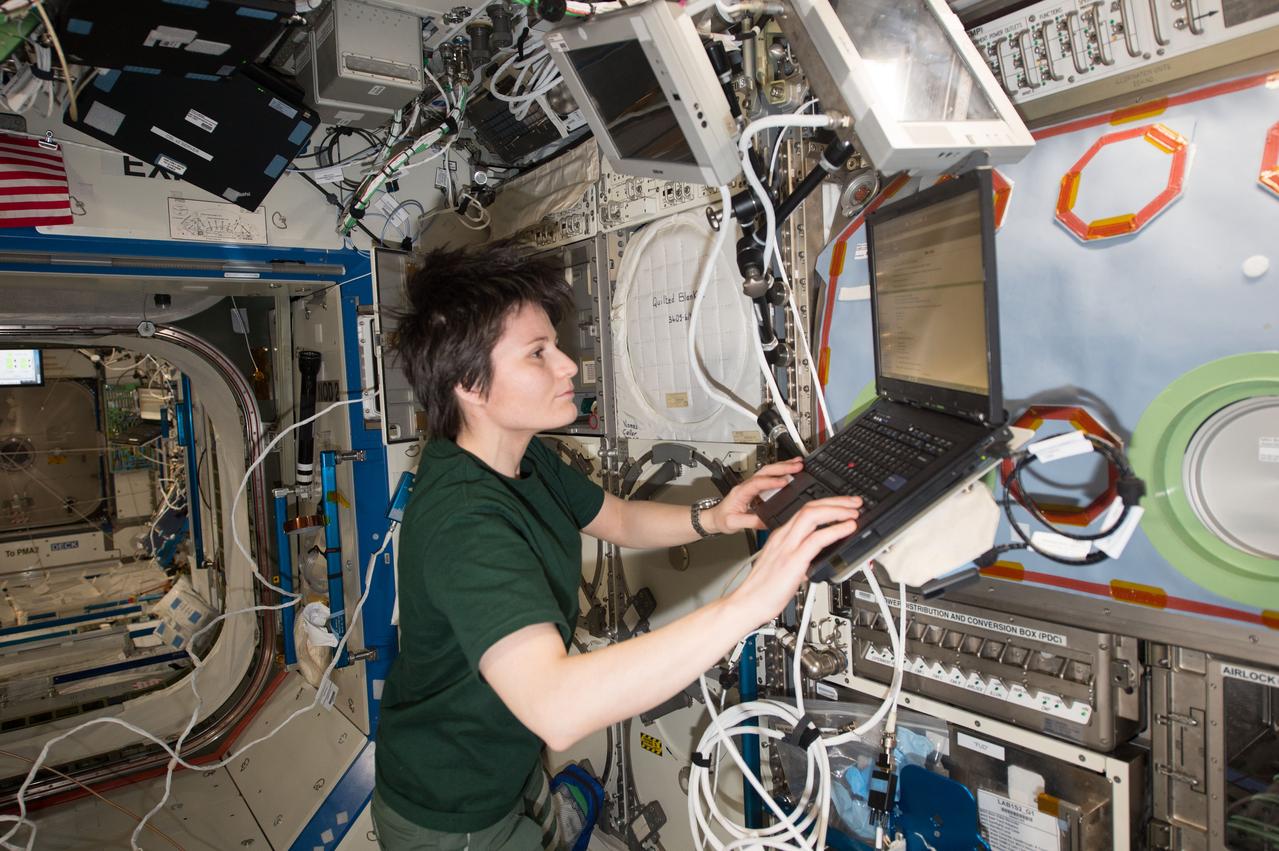 ISS043e000724 (03/13/2015) --- ESA (European Space Agency) astronaut Samantha Cristoforetti, Expedition 43 flight engineer works daily on science and maintenance duties on board the International Space Station. She is inspecting the Minus Eighty-degree Laboratory Freezer called by the shorter title "MELFI-3 Cold Box inspection". Astronauts are trained for long periods at the Johnson Space Center and in Russia before their missions in space begin so that they are fully trained for these complex duties.