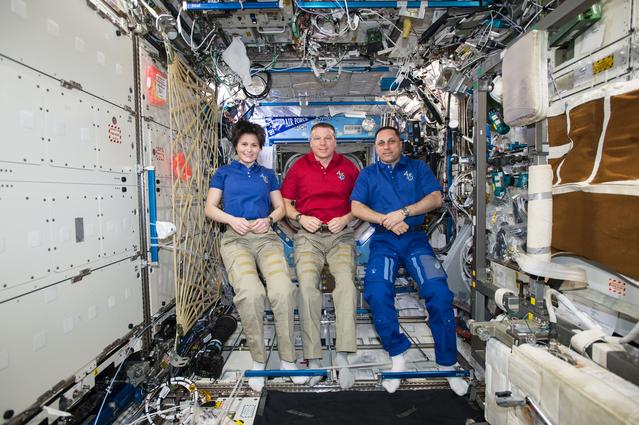 NASA image: Cristoforetti, Shkaplerov and Virts in U.S. Lab