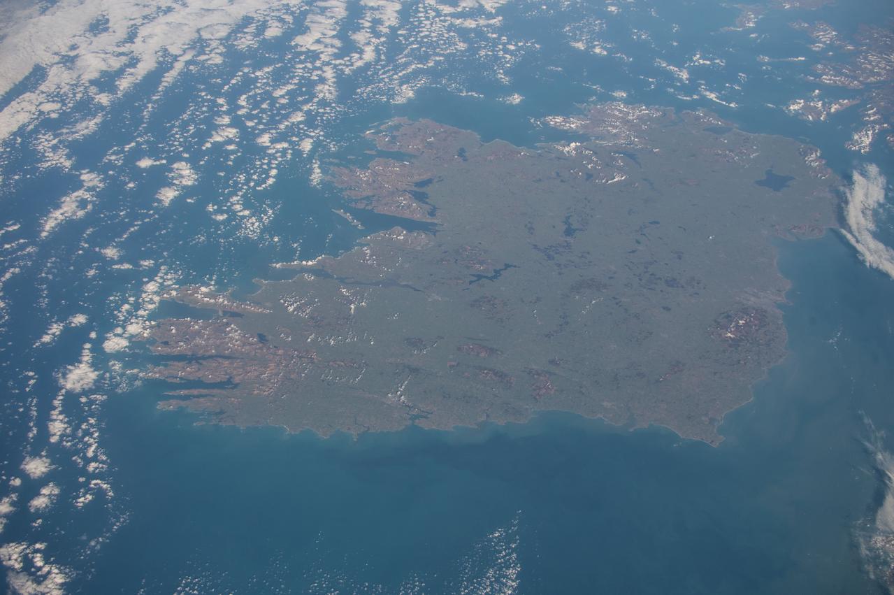 Earth observation taken during a day pass by the Expedition 43 crew aboard the International Space Station (ISS). Sent as part of Twitter message: #HappyStPatrickDay with best wishes from the #E43 crew! From space you can see the âEmerald Isleâ is very green!