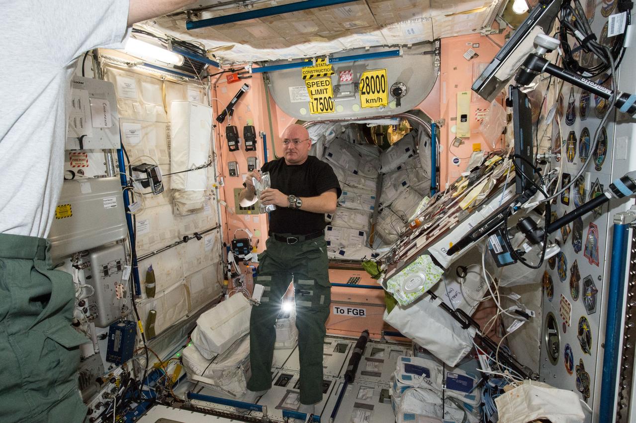 ISS043E086118 (04/04/2015) --- NASA astronaut Scott Kelly, a flight engineer for Expedition 43 and a member of the One-Year crew, is seen here inside the Unity module.