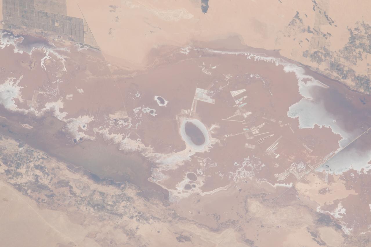 ISS043E182395 (05/08/2015) --- NASA astronaut Scott Kelly took this picture of the water filled Siwa Oasis in the northwestern Egyptian desert. Water is also treasured within the International Space Station where recycling plays an important role in conserving and reusing the precious life giving liquid.