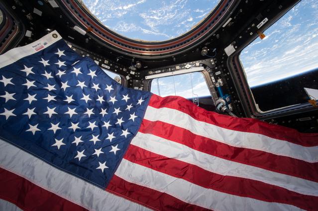 NASA image: Celebrating Flag Day in the Cupola Module