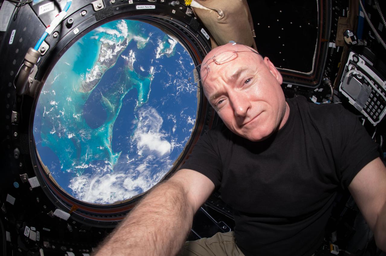 ISS044E011632 (07/12/2015) --- Expedition 44 flight engineer and NASA astronaut Scott Kelly seen inside the Cupola, a special module which provides a 360-degree viewing of the Earth and the International Space Station. Kelly is one of two crew members spending an entire year in space.