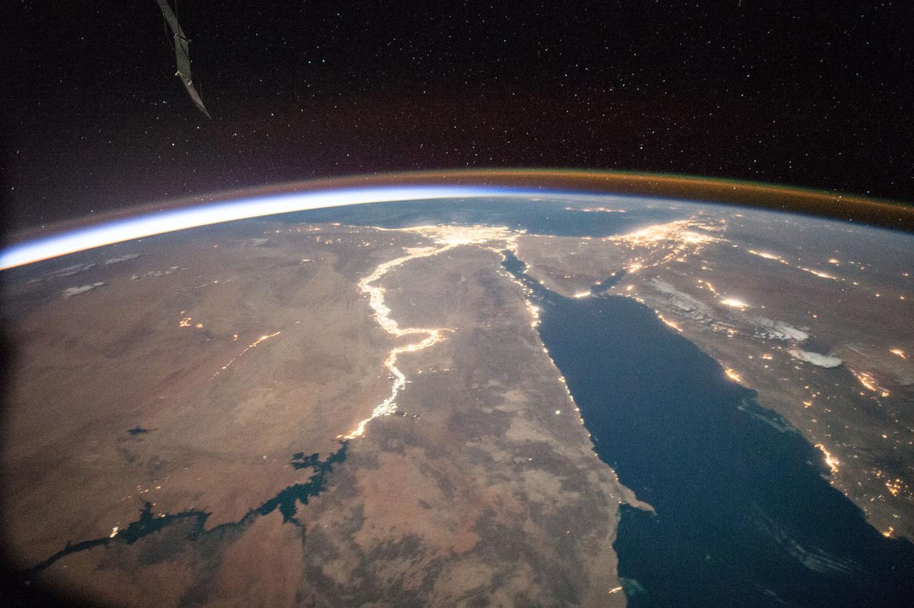 ISS044E022791 (07/27/2015) --- The Nile river in Africa sparkles in this night observation taken by NASA astronaut Scott Kelly on July 27, 2015.