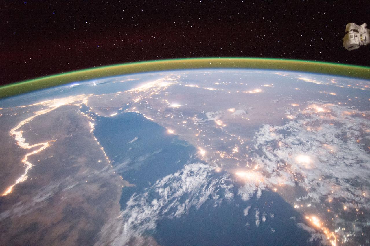 Nighttime Earth observation taken by the Expedition 45 crew. Image was released by astronaut on social media.