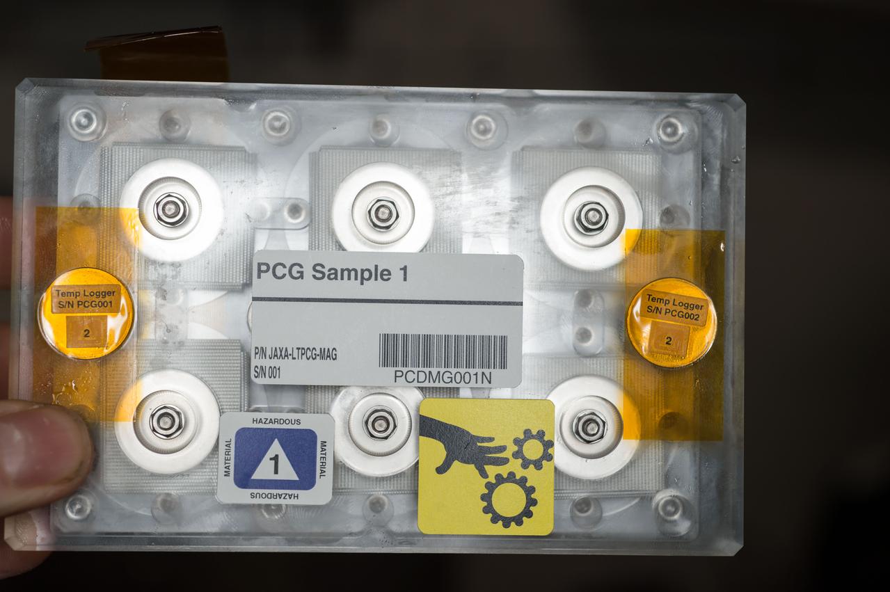 iss047e055613 (4/11/2016) --- A view of the JAXA Protein Crystal Growth (PCG) Demo Sample, in the Japanese Experiment Module (JEM) Pressurized Module (JPM) aboard the International space Station (ISS). The objective of JAXA High Quality Protein Crystal Growth Demonstration Experiment (JAXA PCG-Demo) is to grow high quality protein crystals in microgravity.