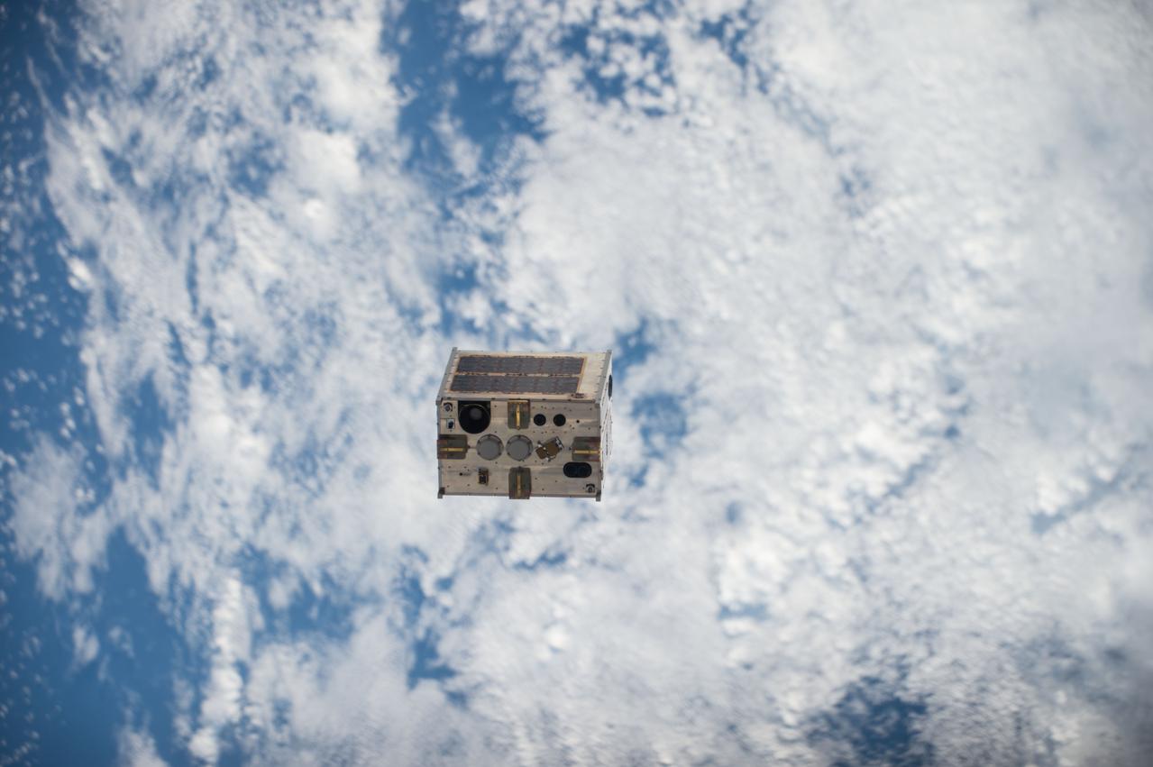 ISS047e083589(04/27/2016) --- The DIWATA-1 satellite is deployed from outside of the Japanese Kibo module. Intended to observe earth and monitor climate changes, this was the first microsatellite owned by the Philippine government that involved Filipino engineers in the development. It was a joint project between Philippine and Japanese universities.