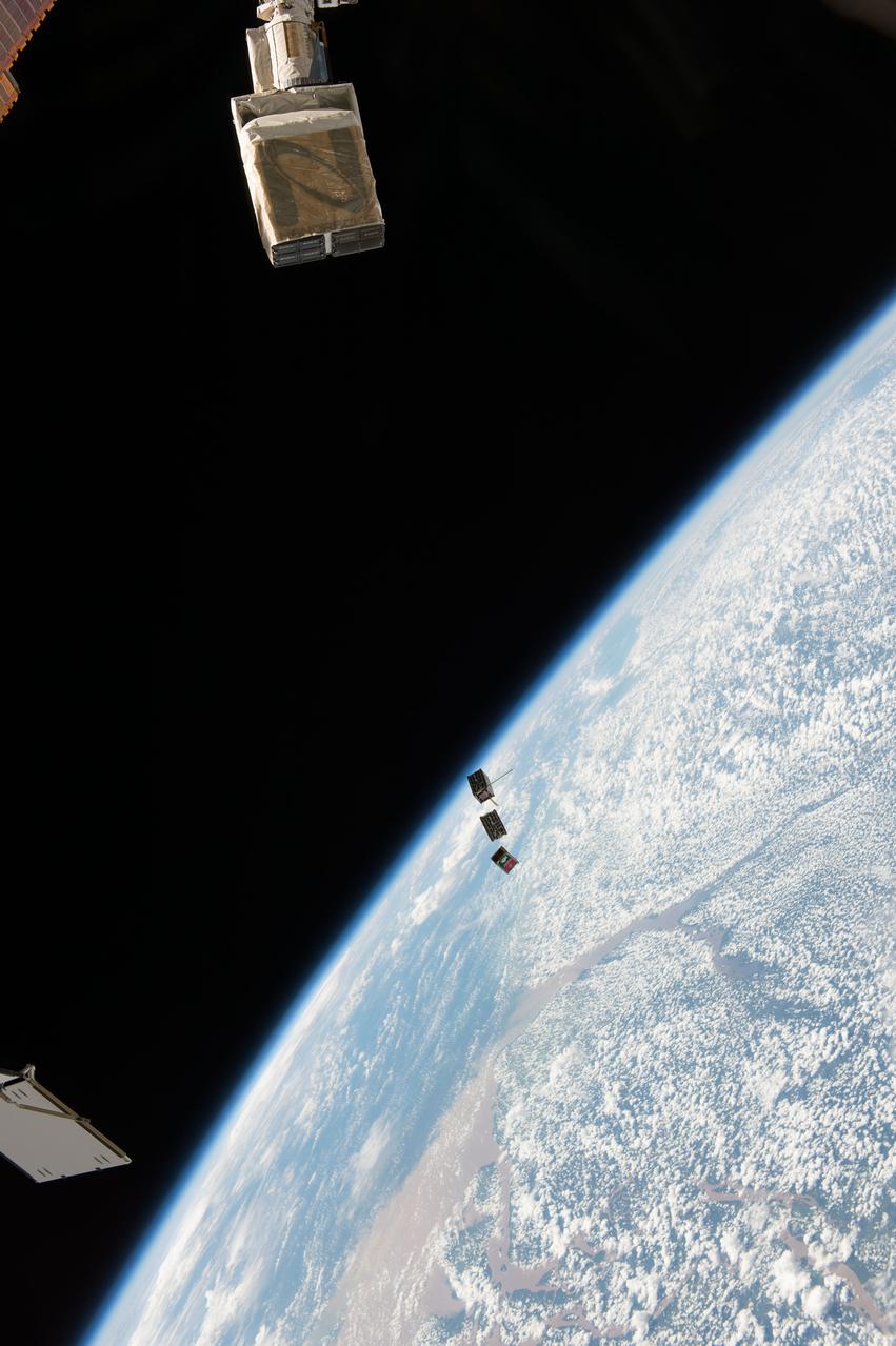 iss047e120450 (5/16/2016) --- Photographic documentation of NanoRacks CubeSat Deployer Number 8 Deployment Operations. The tiny four-inch and about three-pound cube satellite named St. Thomas More School Cathedral Satellite-1 (STMSat-1) is delivered by a resupply rocket to the International Space Station (ISS) where it is deployed by an ISS NanoRacks launcher into its own orbit to capture images and transmit them back to the schools around the world for research and teaching purposes in math and science.