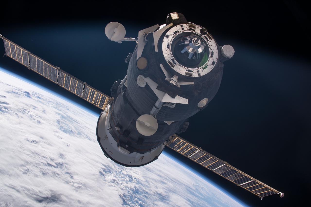 iss048e017379 (07/01/2016) --- The undocked Russian Progress 62 spacecraft approaches the International Space Station for redocking during a test of the upgraded tele-robotically operated rendezvous system, or the TORU manual docking system.